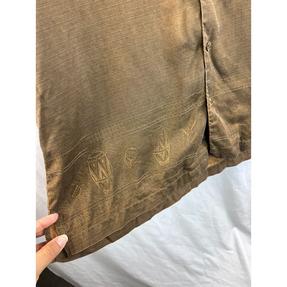 Tommy Bahama Silk Embroidered Brown Short Sleeve Camp Button Front Shirt XL - Picture 3 of 5